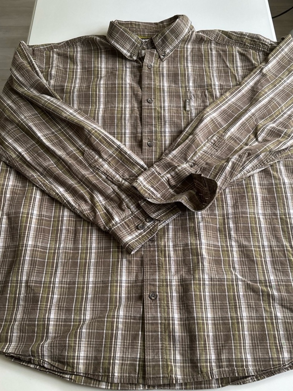 Men's Brown Plaid Casual Button-Down Shirt